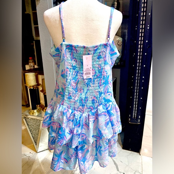 NWT WILD FABLE Women’s Blue Floral Print Sweetheart Neck Mini Dress Size:Lrg - Picture 4 of 10